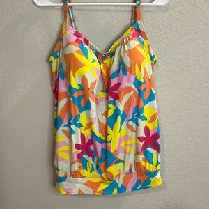 Lands' End Tropical Takini women's size 12 banded waist flattering padded adjust